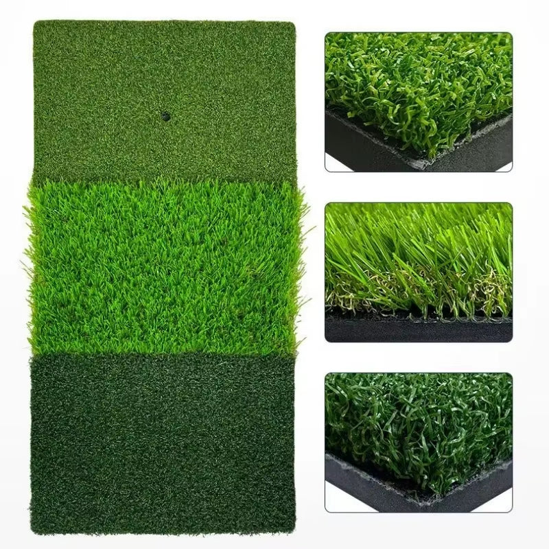 Golf Hitting Mat 3 Grasses Golf Training Aids Indoor Outdoor Tri-Turf Golf Hitting Grass Golfmats Indoor Backyard DJD010
