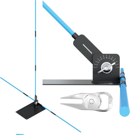 Golf Alignment Stick Holder Plate, Professional Swing Trainer, Practice Tool Training Equipment Golfing Accessory Complete with Alignment Sticks and Divot Repair Tool