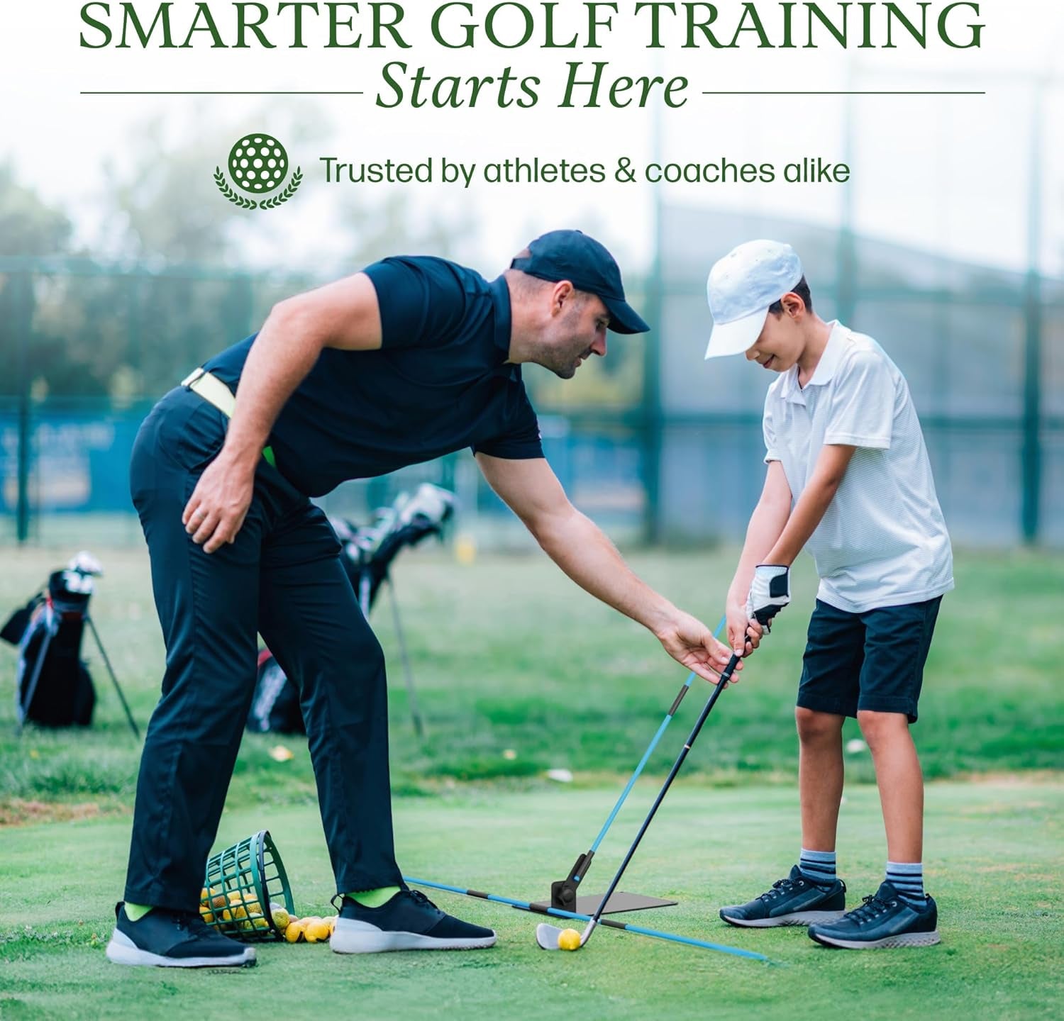 Golf Alignment Stick Holder Plate, Professional Swing Trainer, Practice Tool Training Equipment Golfing Accessory Complete with Alignment Sticks and Divot Repair Tool