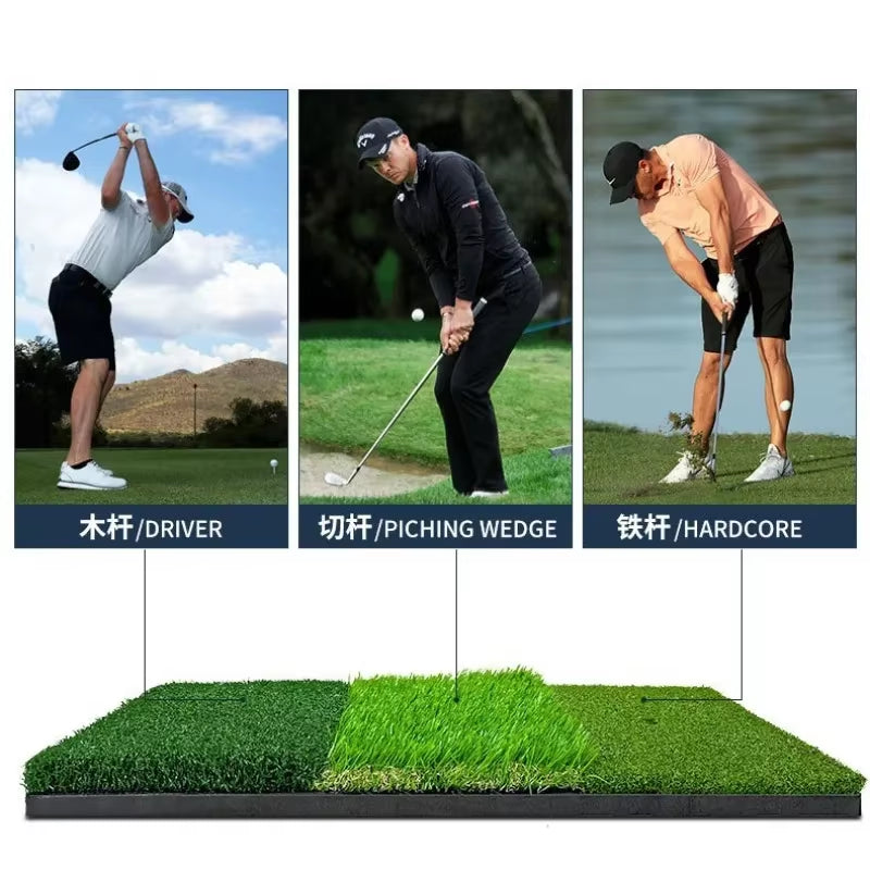 Golf Hitting Mat 3 Grasses Golf Training Aids Indoor Outdoor Tri-Turf Golf Hitting Grass Golfmats Indoor Backyard DJD010
