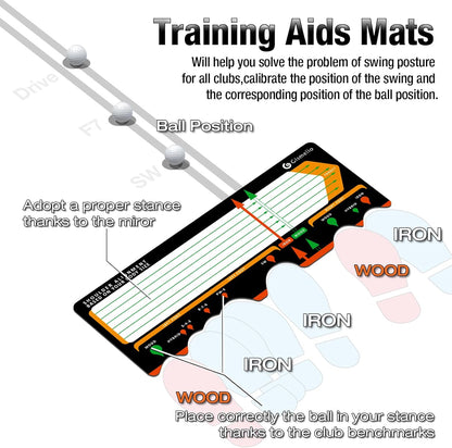 Golf Training Mat for Beginners | Posture Assistance and Entry-Level Stance Corrector Trainer with Golf Training Aid and Practice Mats(Black)