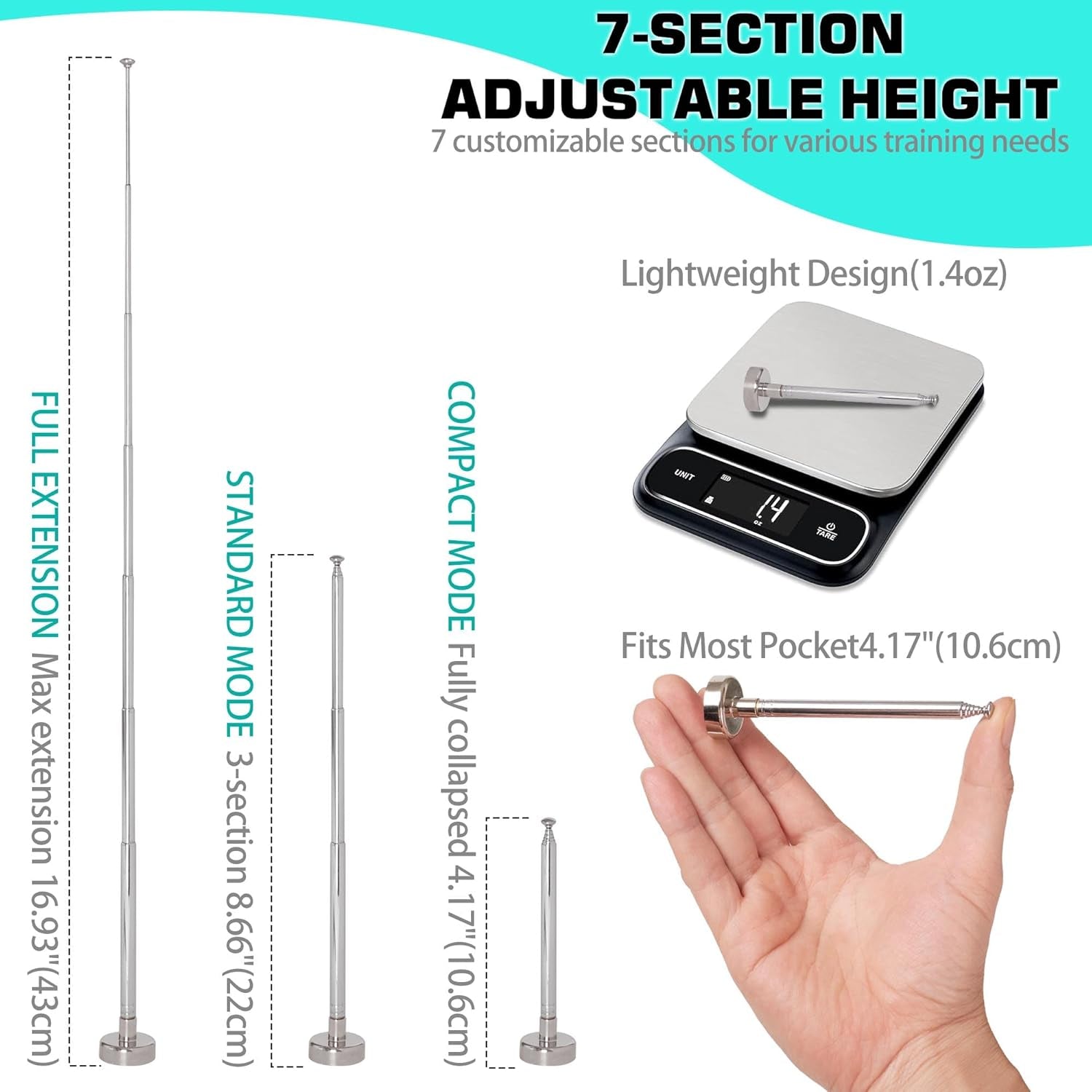 Golf Alignment Rods, 7 Length Adjustments - Golf Alignment Stick Corrector Lie Angle Tool, Golf Swing Training Aids Aiming Stick - Golf Club Face Aim, Visualize and Align Your Golf Shot
