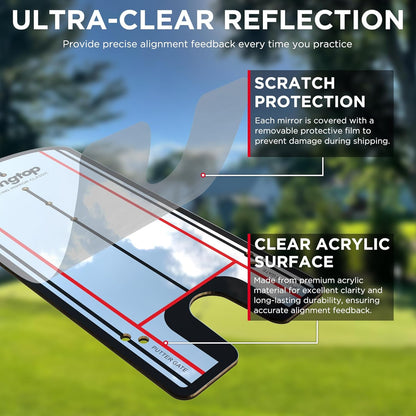 Golf Putting Alignment Mirror with Putting Cup Combo, Portable Swing Training Aids, Practice Putting Trainer with Hole Cup Set, Mirror Size 12”L X 6”W