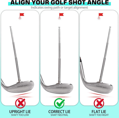 Golf Alignment Rods, 7 Length Adjustments - Golf Alignment Stick Corrector Lie Angle Tool, Golf Swing Training Aids Aiming Stick - Golf Club Face Aim, Visualize and Align Your Golf Shot